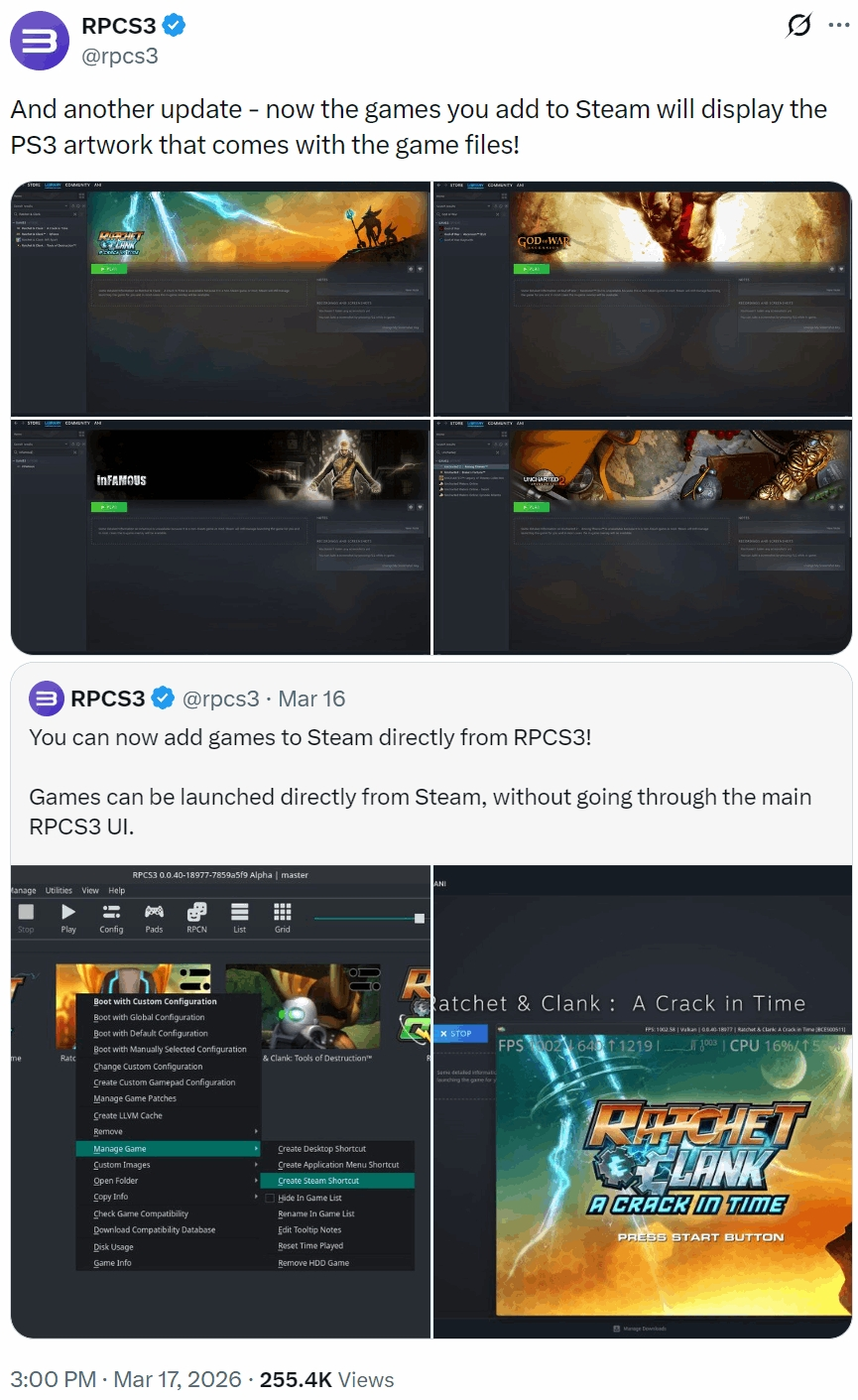 RPCS3 lleva tus juegos de PS3 directo a Steam: olvídate de los atajos