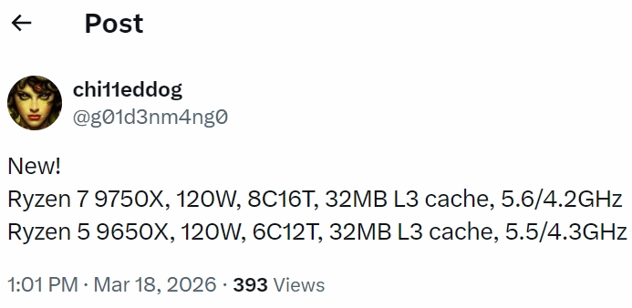 AMD acelera Ryzen 9000: ¡el 9750X con TDP de 120W de serie!